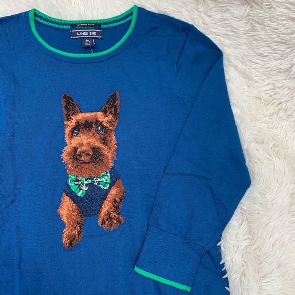 - Lands End Harbor Blue Dapper Dog sweater - Picture 3 of 7